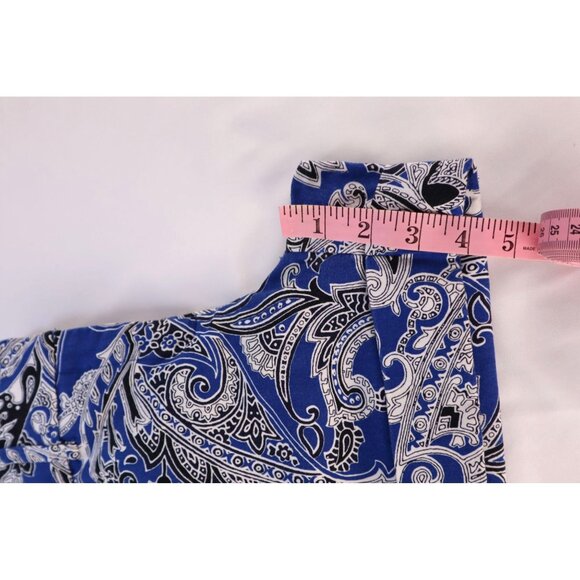 New York & Company Women's Paisley Stretch‎ Pencil Short Blue & White Size 6 - Picture 9 of 10